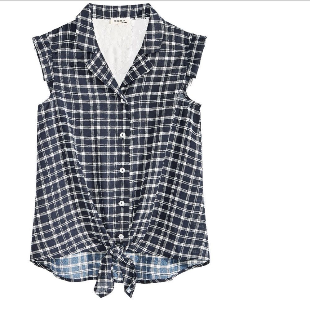 Tie front Lace trim tank